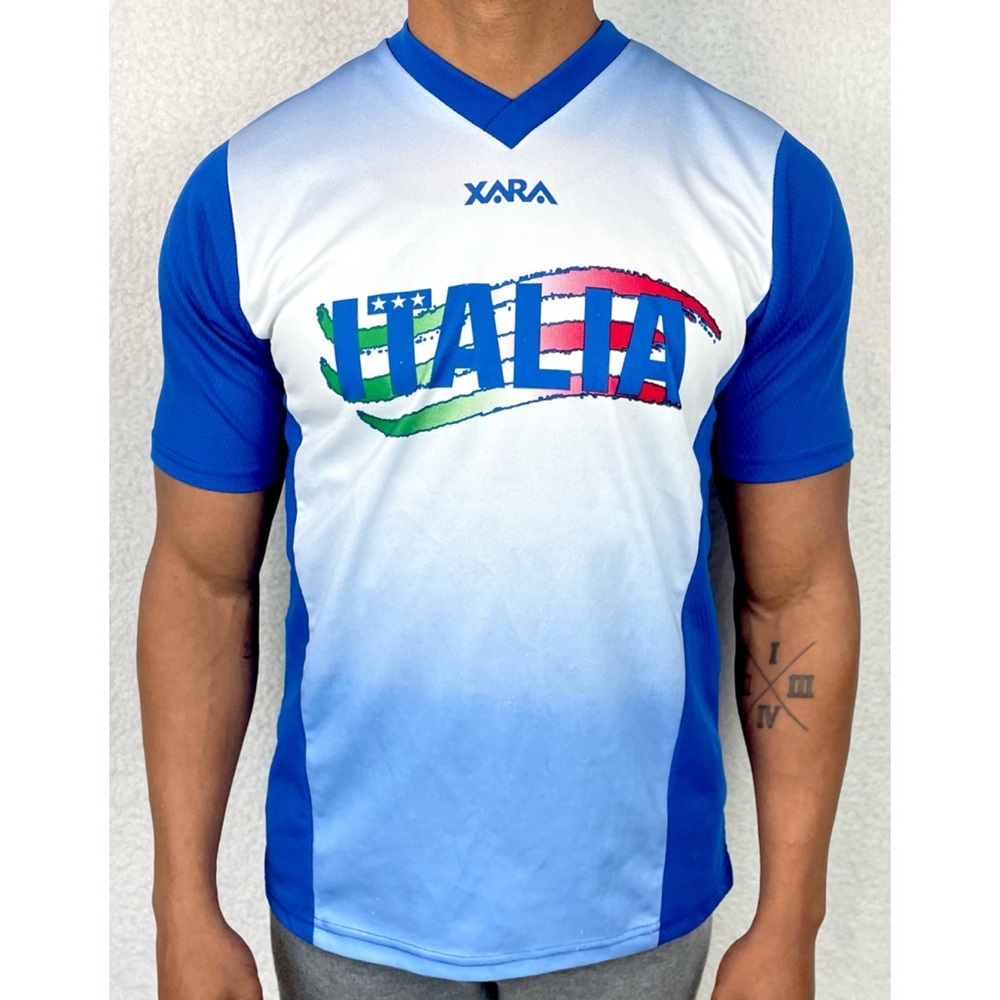 (VTG) XARA • Y2K Blue/White Classic Italy Soccer Jersey, S